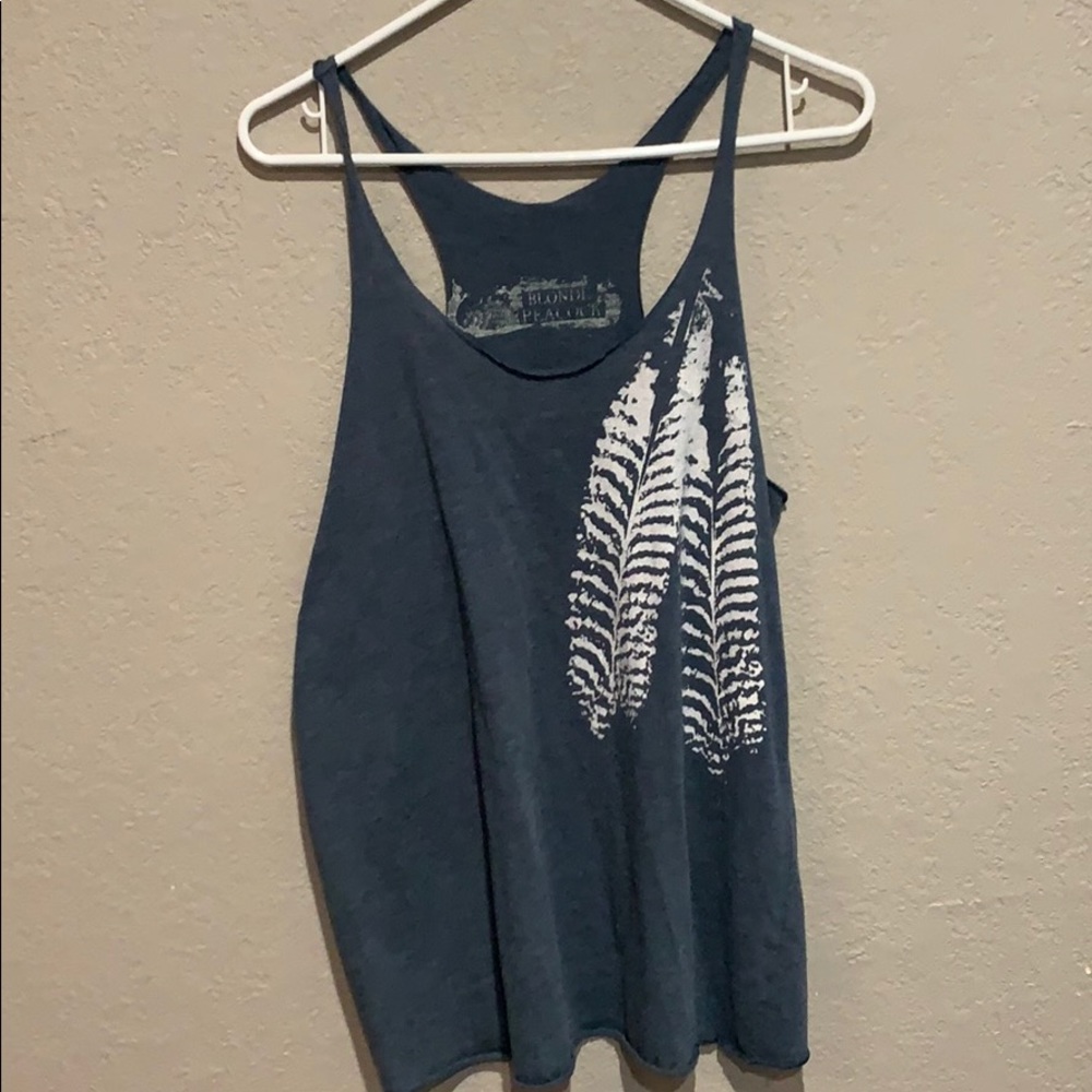 Gray Tank with Feathers.